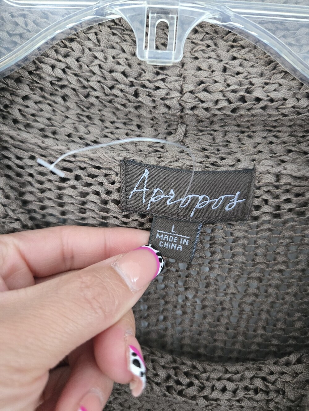 Apropos cowl neck open knit texture linen-blend sweater. 3/4 Sleeves. Large. - Picture 8 of 8
